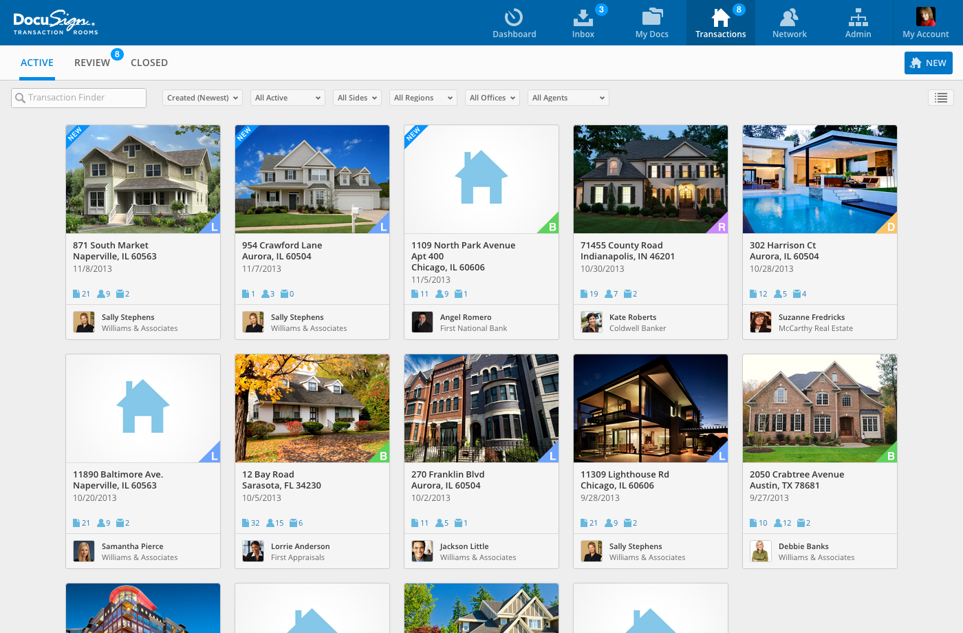 docusign web app transactions