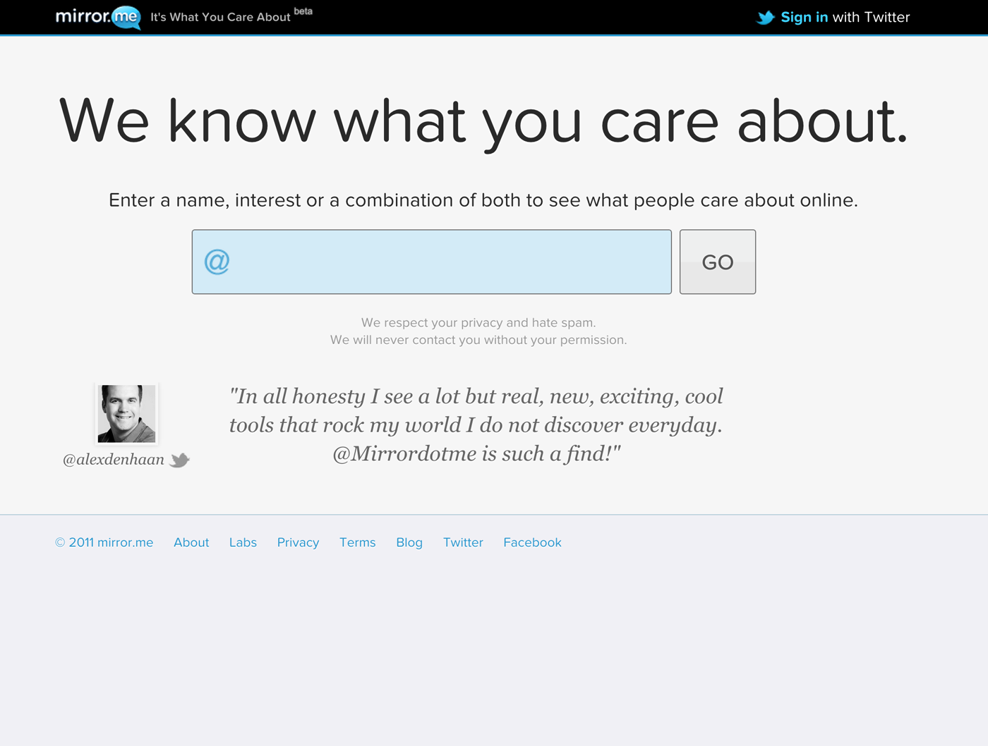 mirror.me homepage